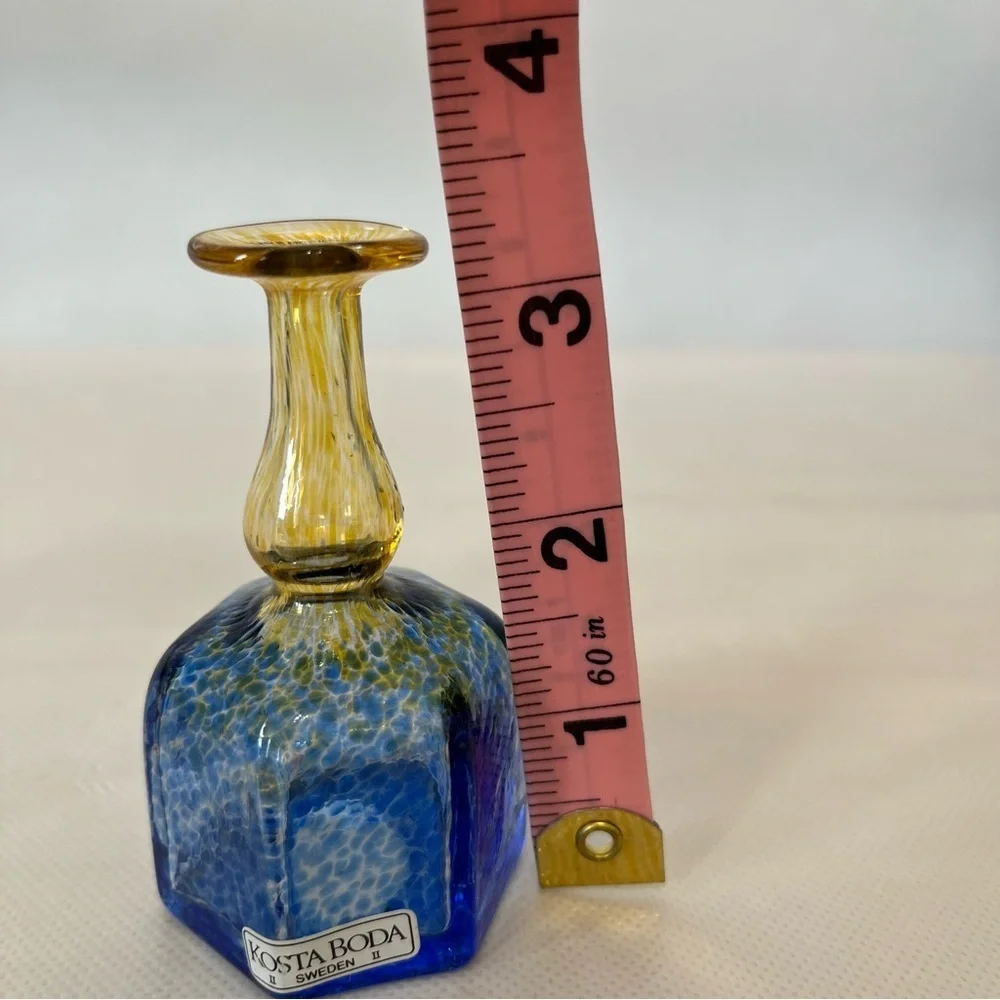 Kosta Boda Blue Yellow Mini Vase Art Glass